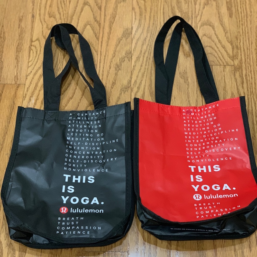 Two 🙂 Lululemon reusable bags. One red one black.